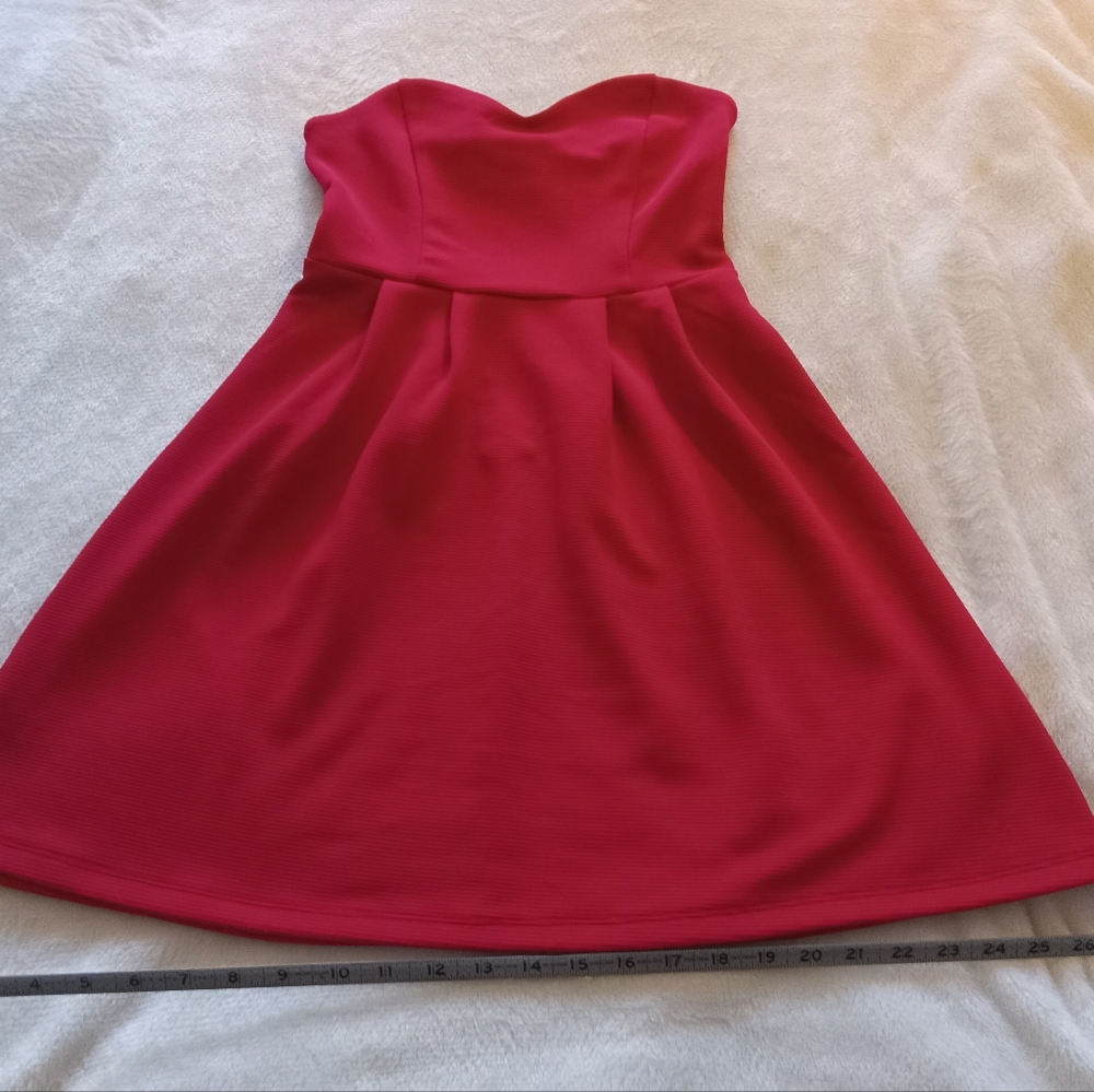 Red Strapless Skater Dress Sz S